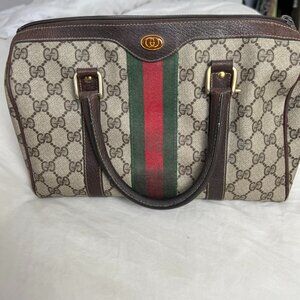 Gucci Web Boston GG Supreme Top Handle Bag Vintage